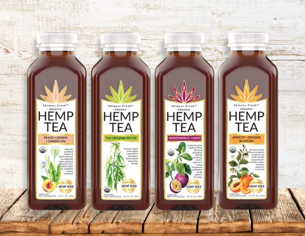 bottles of Chiques Creek Organic Hemp Tea