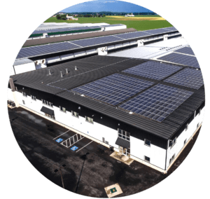 solar panels on roof of processing facility