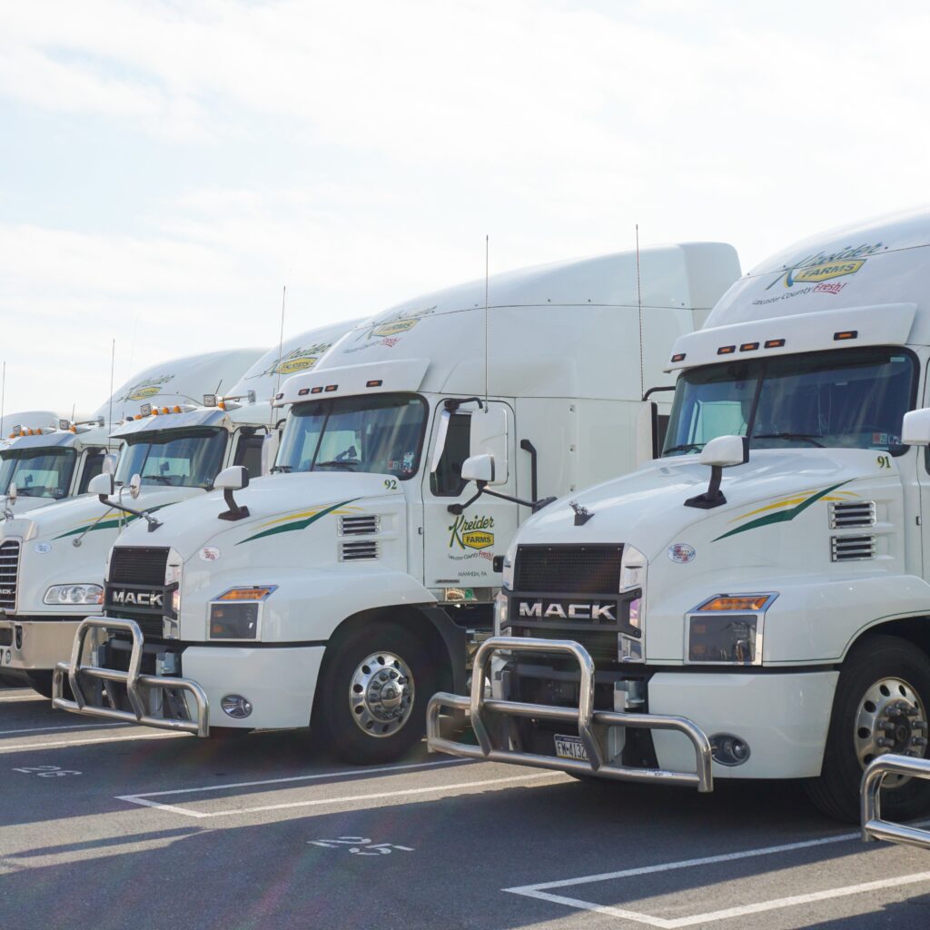 lineup of trailer truck cabs