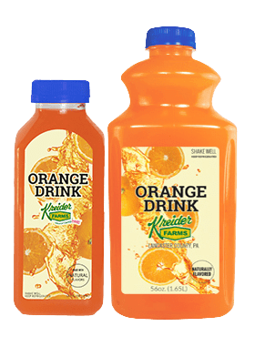 Kreider Farms orange drink single serve and bulk size