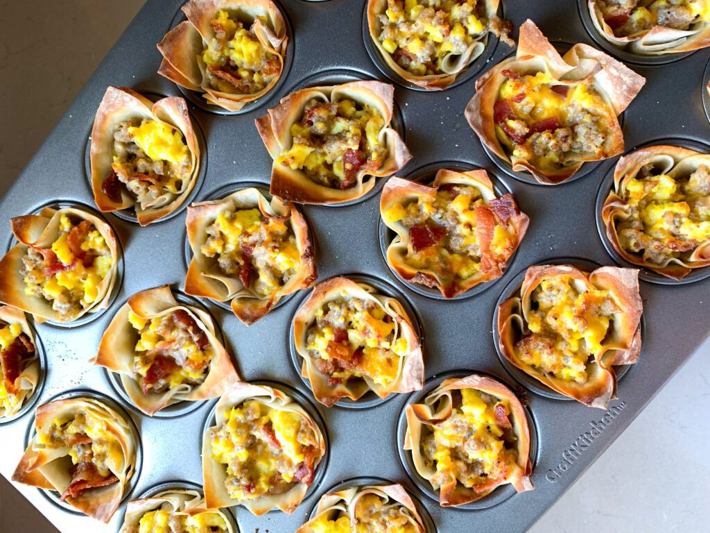 crispy breakfast cups in muffin tin