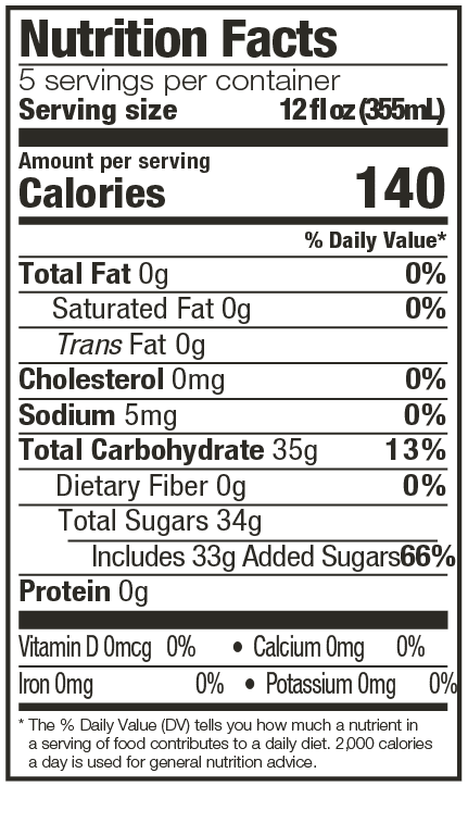 Lemonade Tea Fusion Nutritional