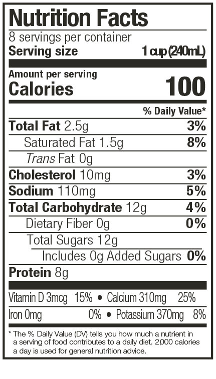 Lowfat Milk Nutritional