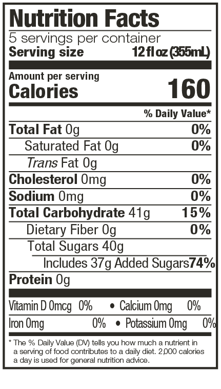 Orange Drink Nutritional