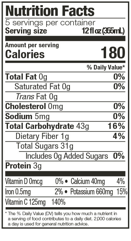 Orange Juice Nutritional