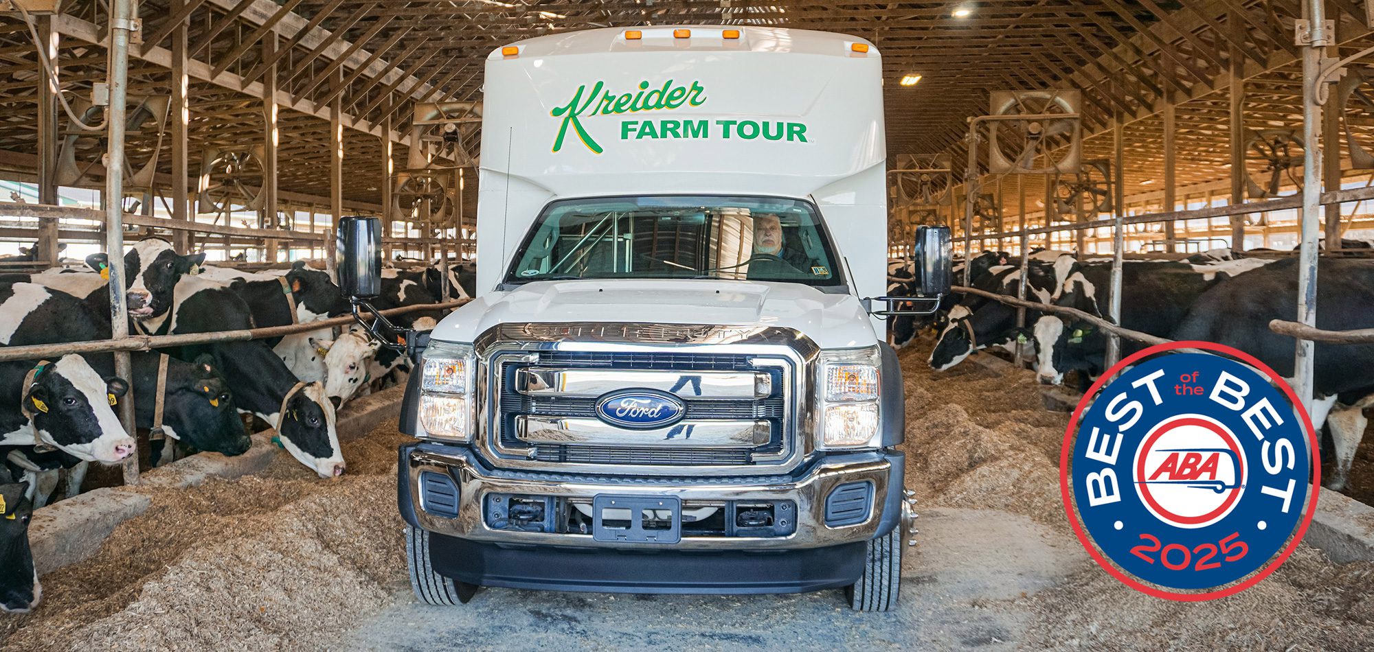 the kreider farms tour bus in stables